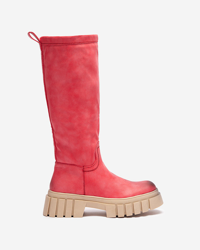 OUTLET Red women's mid-calf boots Astaroth - Footwear
