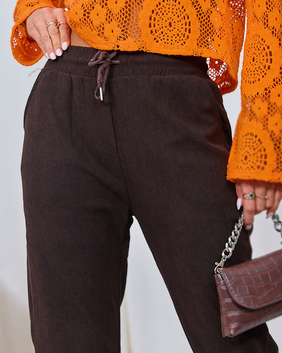 Royalfashion Dark brown corduroy women's fabric pants