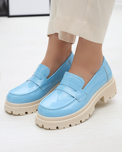 Royalfashion Blue lacquered moccasins for women Noppel