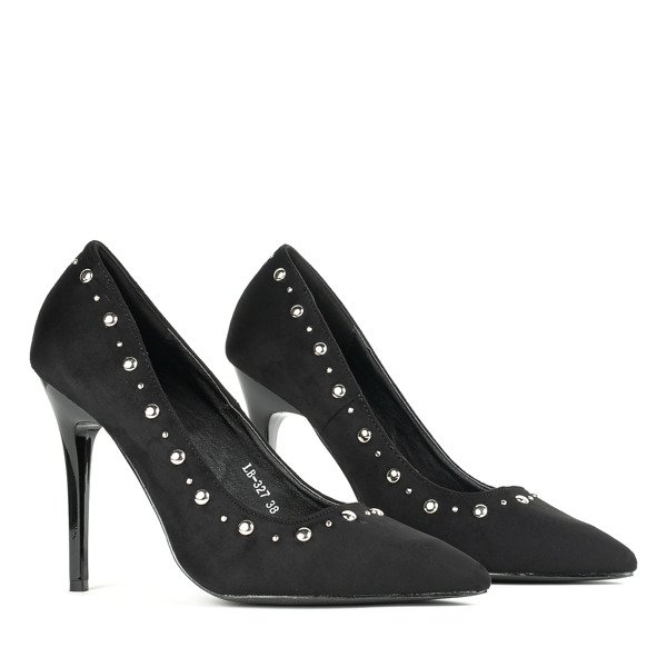 Black pumps on a stiletto heel with silver jets Filia - Footwear