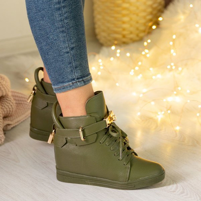 Green sneakers with an indoor wedge Sinnea - Footwear