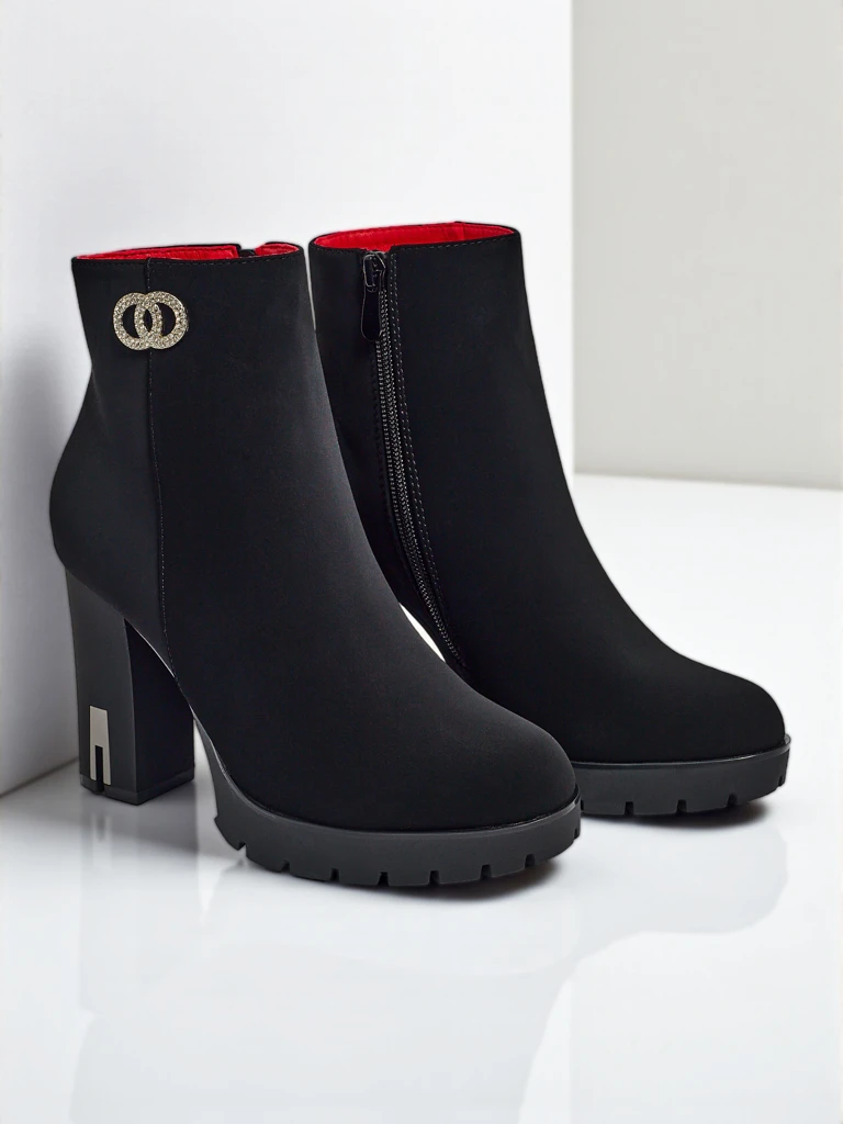 Stella Black Elegant Heel Ankle Boots