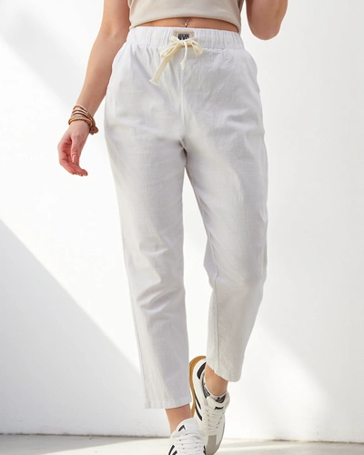 Royalfashion Kokvilnas taisnas sieviešu bikses ar jostas saiti