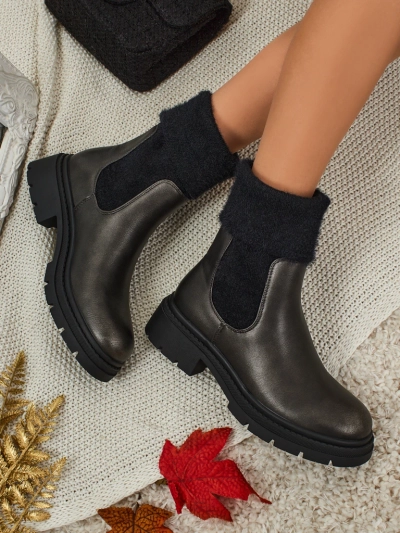 Women's Eco-Leather Ankle Boots with Fur Kesy