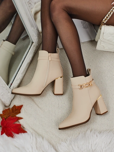 Naiste öko-seemisnahast kõrge kontsaga poolsaapad Ostirena