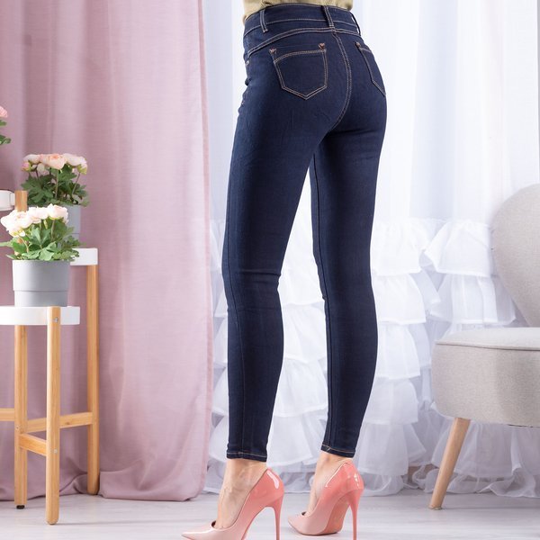 Navy high-waisted pants - Trousers 1