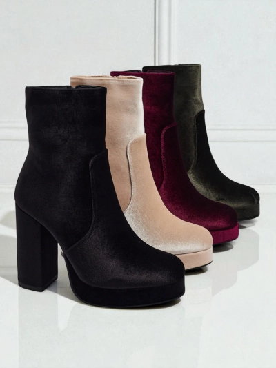 Women's Heeled Ankle Boots Velour Style Miss