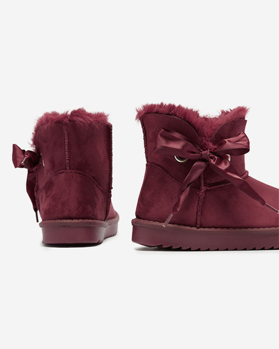 OUTLET Bordo krāsas sieviešu sniega zābaki ar loku Rimms- Footwear