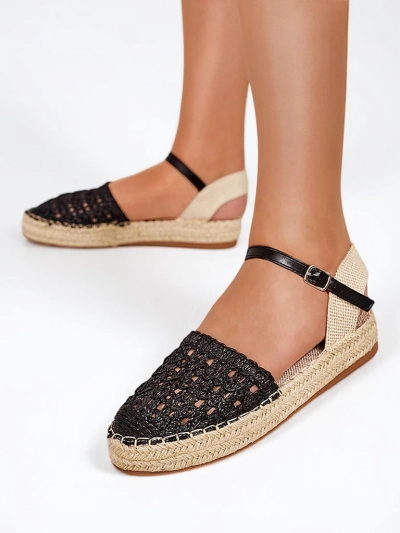 Ladies 'black espadrilles with an openwork Triumf - Footwear