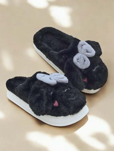Royalfashion Women's fur slippers with a bow Savos