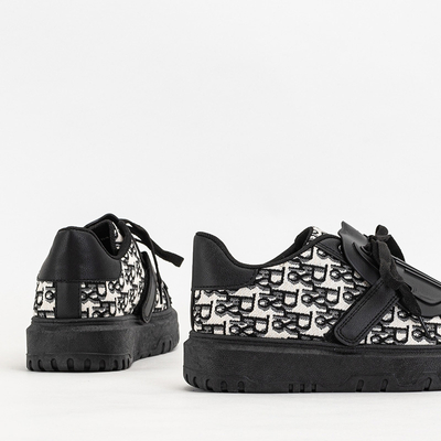 Black sports women's sneakers with Ibibis print - Footwear