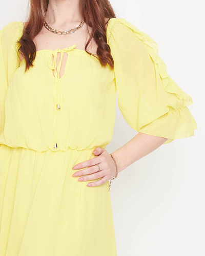 Женское желтое испанское платье макси - Одежда