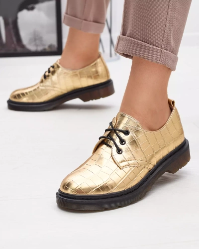 Gold women's shoes with Seniri embossing - Footwear