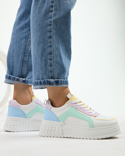 OUTLET Colorful eco-leather women's sports shoes on the Cerecha platform - Footwear