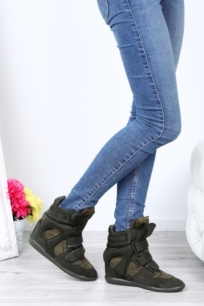 Green sneakers on platforms Ilona- Footwear