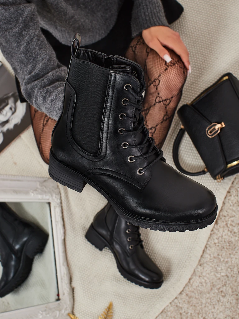 Eco-leather laced women's ankle boots Oslynne