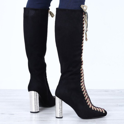 Black boots with braided laces Kira - Footwear