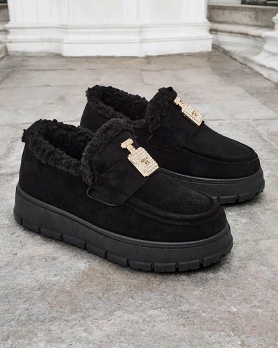 Black Kalliope platform shoes with fur