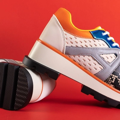 Black and orange sneakers with color inserts Meia - Footwear