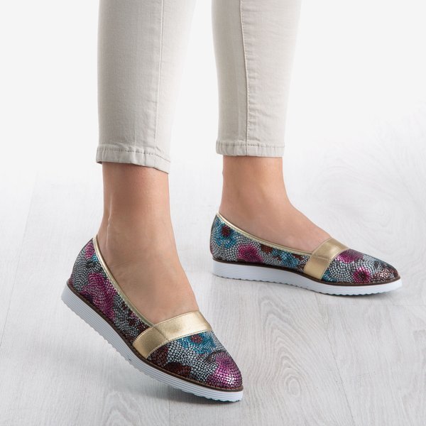 Женские разноцветные балетки с золотой отделкой Насульша - Обувь