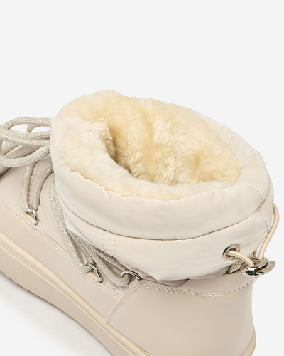 Royalfashion Женские сапоги-слипы a'la snow boots бежевого цвета Nevsone