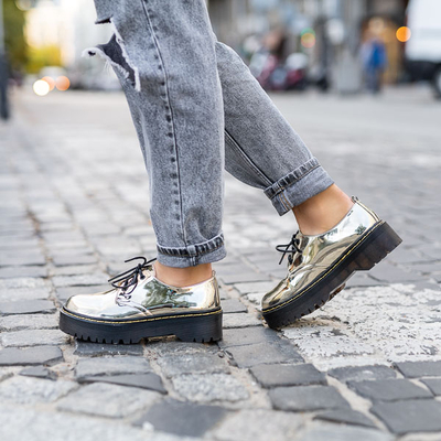 Women's gold lacquered lace-up half shoes Belita - Footwear