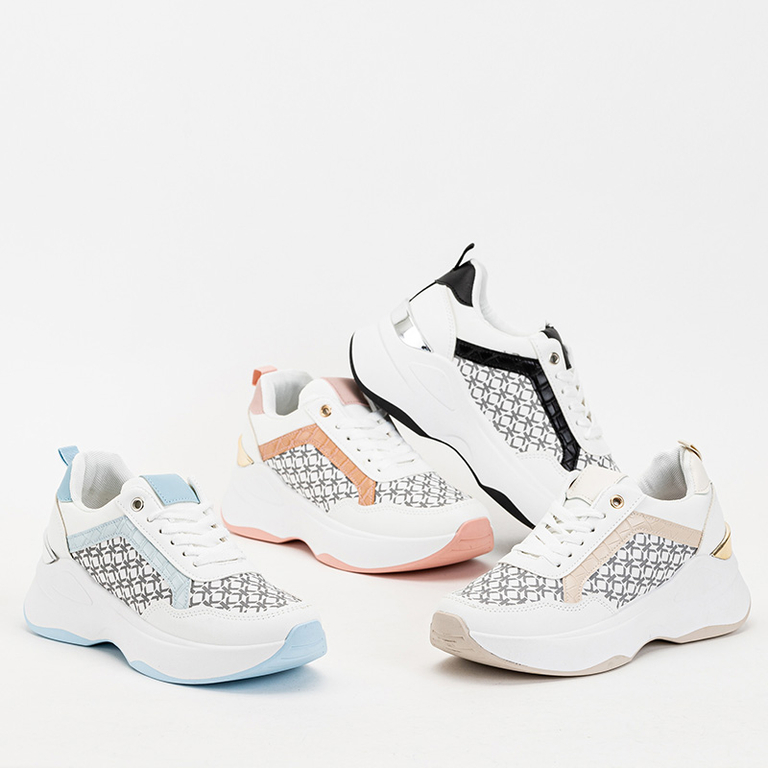 Beige and white women's sports shoes Weniso sneakers - Footwear