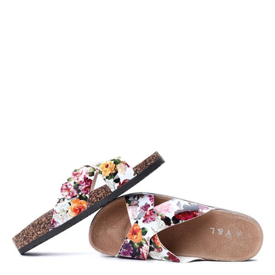 Белые тапочки Descynes с цветочным рисунком - Обувь