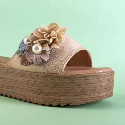 OUTLET Beige women's platform sandals Azriel - Footwear