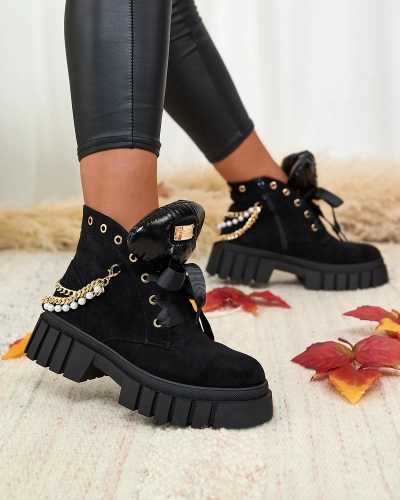 Royalfashion Women's eco suede insulated boots in black Dahaff