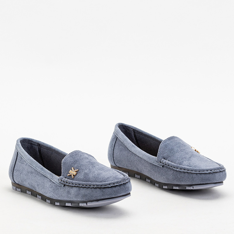 Light blue women's moccasins with gold accessory Skuizo - Footwear
