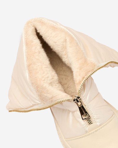 Royalfashion Sieviešu Tainve bēšas krāsas zābaki ar plakanu papēdi