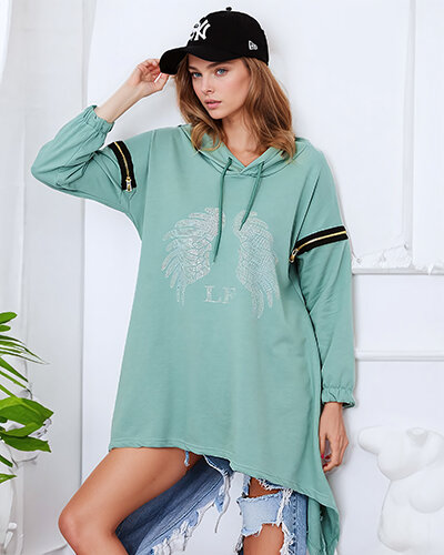 Royalfashion Green women's oversized sweatshirt with zippers