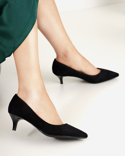 Black women's pumps on a low heel Ikerina - Footwear