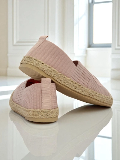 Theodora women's espadrilles, pink, made of suede ecological leather, flat