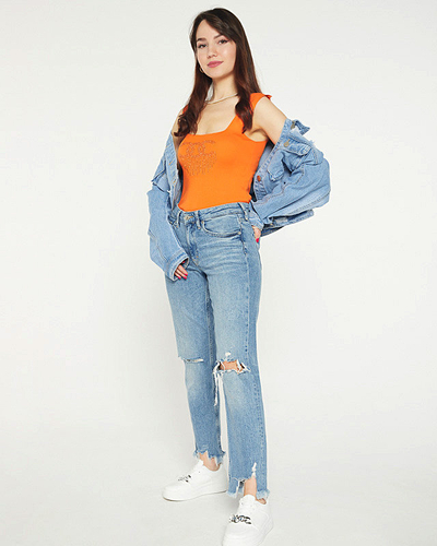 Oranžs sieviešu tops ar kubisko cirkoniju - Apģērbs