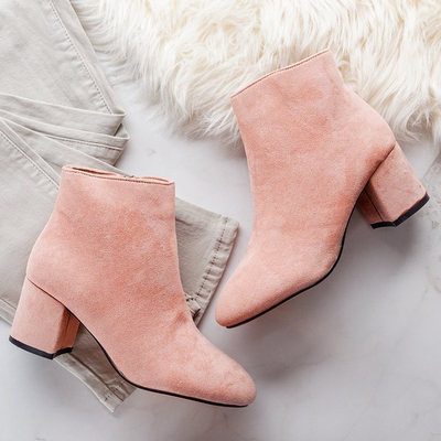 Różowe botki na wyższym słupku Milagros - Obuwie