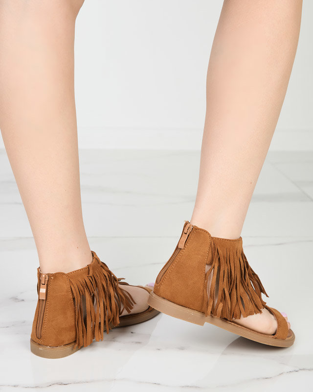 Women's sandals with camel tassels Clov- Footwear