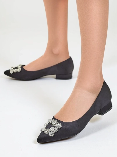 Royalfashion Sieviešu satīna līdzīgas balerīnas ar sprādzi Legant