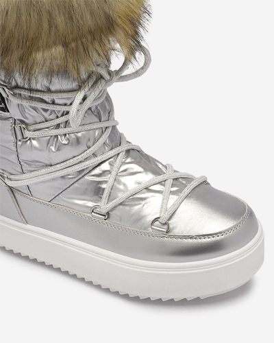 Серебристые женские сапоги-слипы с мехом Lilitsa- Footwear