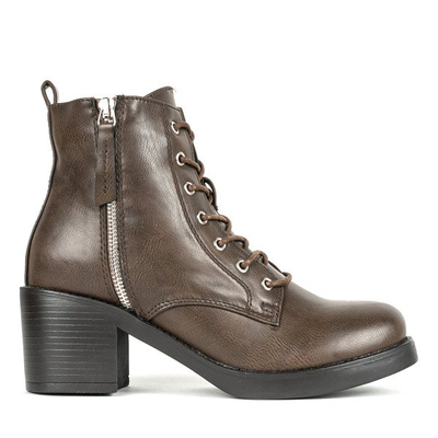 Brown ankle boots on a higher post Fanilla - Footwear