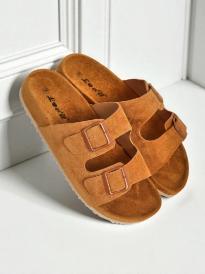 Royalfashion Women's Eco-Suede Sliders with Buckles Bella Duo