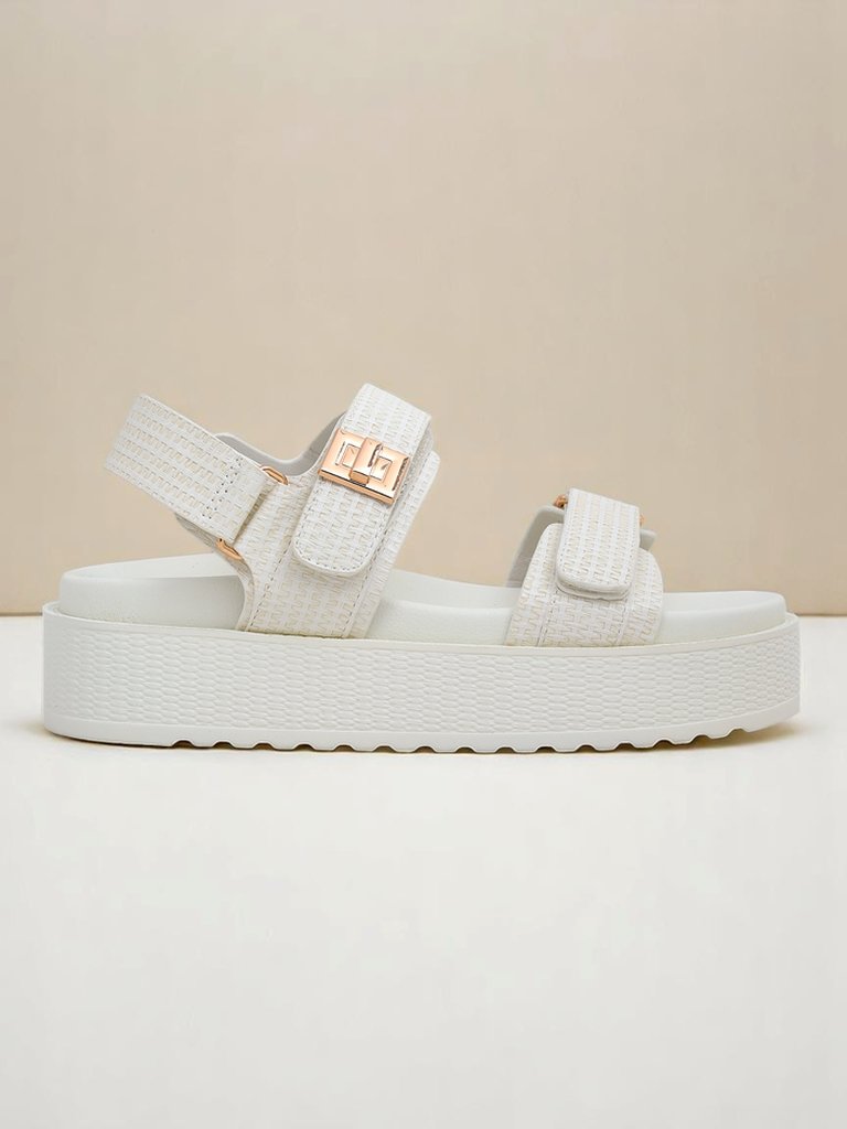 Royalfashion Kallisto – White women's platform sandals, ecological leather