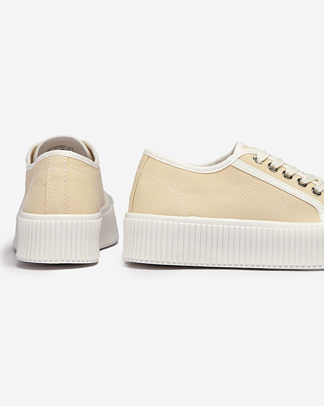 Beige women's sneakers on a solid sole Ozerika - Footwear