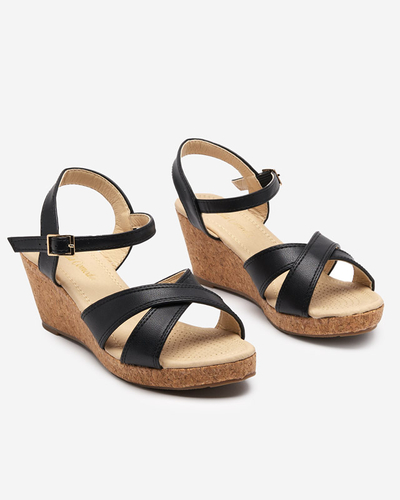 Women's black wedge sandals Helia - Shoes