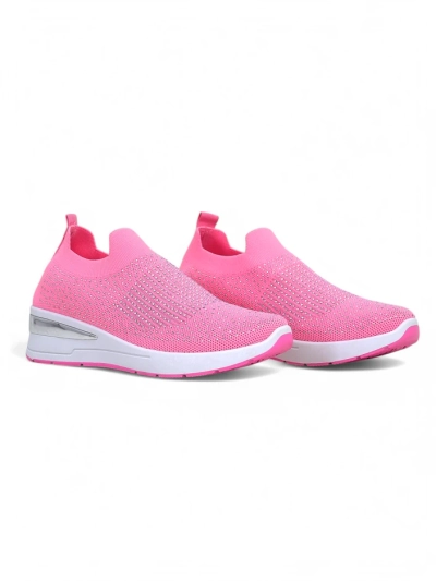 Royalfashion Slip-on women's wedge sneakers with rhinestones Qelavise