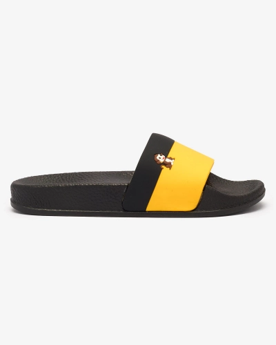 Royalfashion Yellow and black women's rubber flip-flops Lierigs