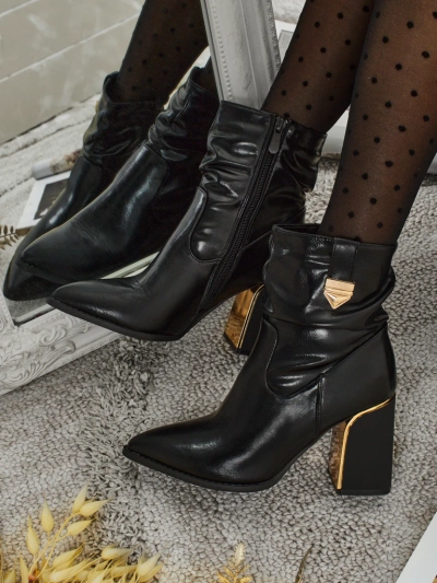 Botki për femra AshenPurl prej lëkure eko me takë të trashë