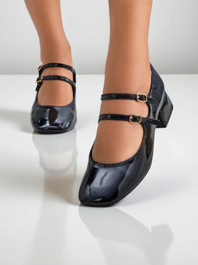 Royalfashion Women's patent leather heeled shoes with straps Naon