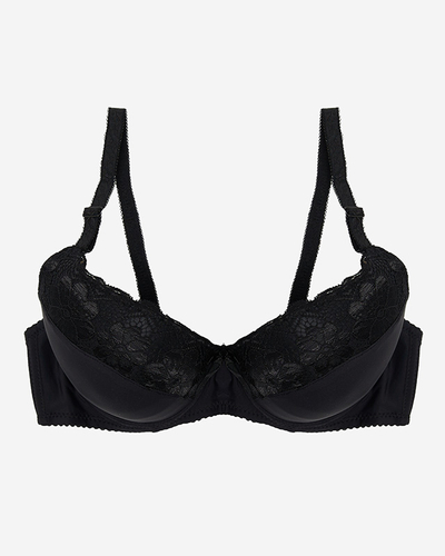 Black women's bra with lace insert - Underwear